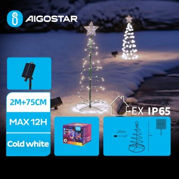 Aigostar - LED Päikesepaneeliga jõulukaunistus LED/0,26W/3,7V 75cm IP65 külm valge