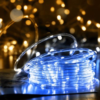 Aigostar - LED Päikesepaneeliga jõuluteemaline valguskett 100xLED/8 funktsiooni 12m IP65 külm valge 800 mAh