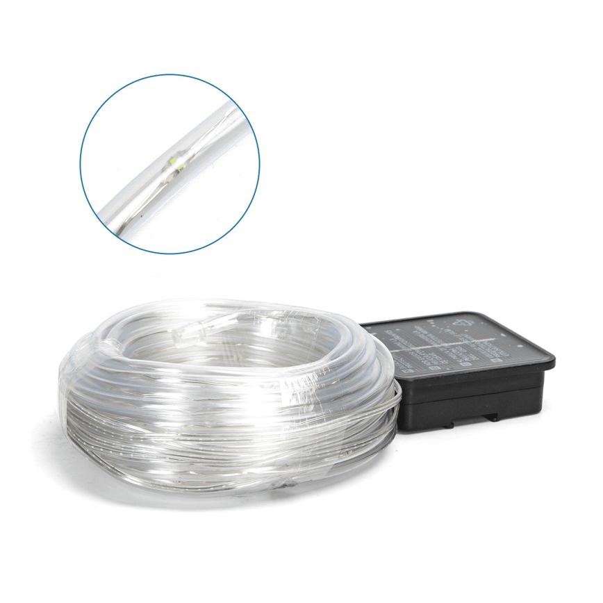 Aigostar - LED Päikesepaneeliga jõuluteemaline valguskett 100xLED/8 funktsiooni 12m IP65 külm valge 800 mAh