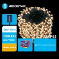 Aigostar - LED Päikesepaneeliga jõuluteemaline valguskett 100xLED/8 funktsiooni 12m IP65 soe valge 800 mAh