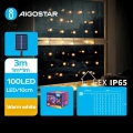 Aigostar - LED Päikesepaneeliga jõuluteemaline valguskett 100xLED/8 funktsiooni 4x1m IP65 soe valge 800 mAh