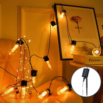Aigostar - LED Päikesepaneeliga jõuluteemaline valguskett 10xLED/6,5m IP65 soe valge