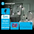 Aigostar - LED Päikesepaneeliga jõuluteemaline valguskett 10xLED/8 funktsiooni 6,5m 500 mAh IP65 külm valge