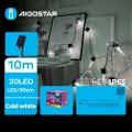 Aigostar - LED Päikesepaneeliga jõuluteemaline valguskett 20xLED/8 funktsiooni 11,5m 1200 mAh IP65 külm valge