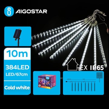 Aigostar - LED Päikesepaneeliga jõuluteemaline valguskett 384xLED/13m IP65 külm valge