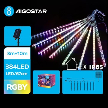 Aigostar - LED Päikesepaneeliga jõuluteemaline valguskett 384xLED/13m IP65 mitmevärviline