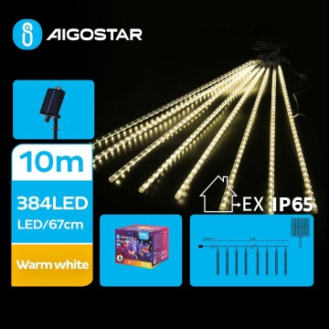 Aigostar - LED Päikesepaneeliga jõuluteemaline valguskett 384xLED/13m IP65 soe valge