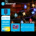 Aigostar - LED Päikesepaneeliga jõuluteemaline valguskett 50xLED/8 funktsiooni 12m IP65 mitmevärviline