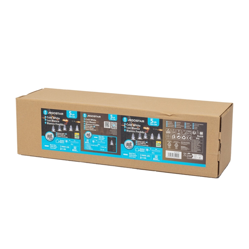 Aigostar - LED Päikesepaneeliga jõuluvalgustus LED/0,054W/1,2V 1m IP65 külm valge