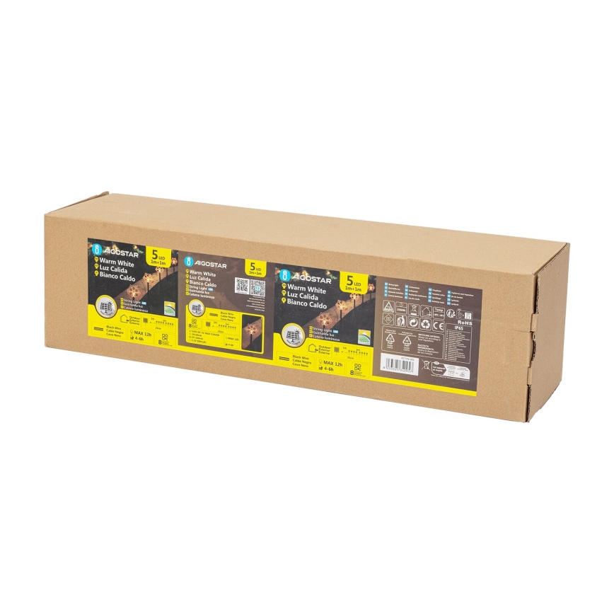 Aigostar - LED Päikesepaneeliga jõuluvalgustus LED/0,054W/1,2V 1m IP65 soe valge