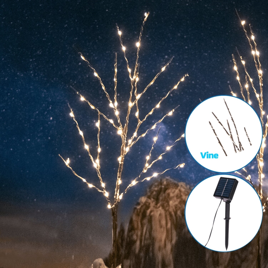 Aigostar - LED Päikesepaneeliga kaunistus 140xLED/3m IP65 soe valge viinapuu