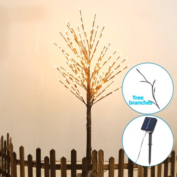 Aigostar - LED Päikesepaneeliga kaunistus 24xLED/2,6m IP65 soe valge puu
