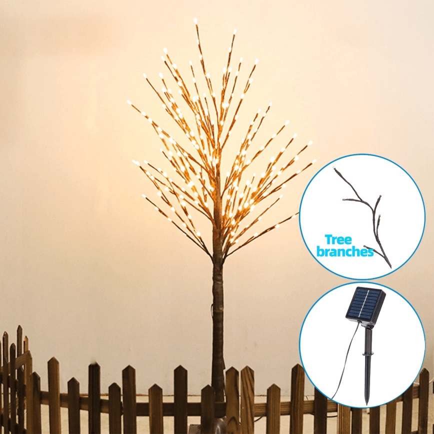 Aigostar - LED Päikesepaneeliga kaunistus 24xLED/2,6m IP65 soe valge puu
