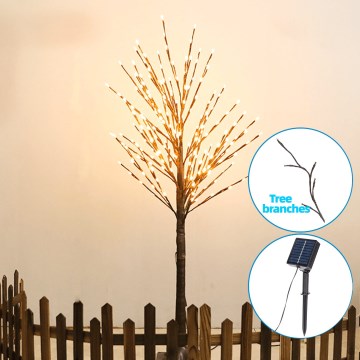 Aigostar - LED Päikesepaneeliga kaunistus 64xLED/3,2m IP65 soe valge puu