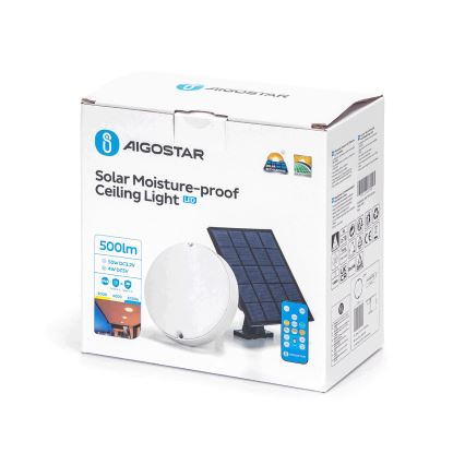 Aigostar - LED Hämardatav päikesepaneeliga laevalgusti LED/3,2V 3000K/4000K/6500K IP65 + kaugjuhtimispult