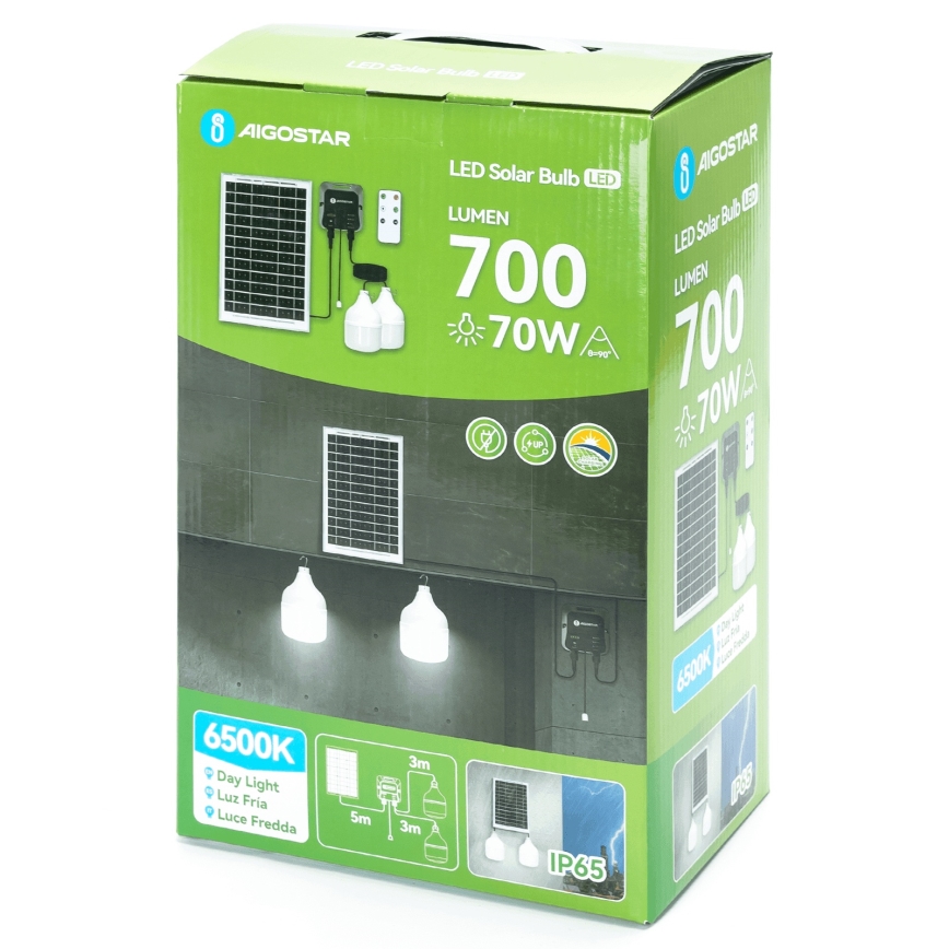 Aigostar - LED Päikesepaneeliga lühter 2xLED/35W/12V 6000 mAh 6500K d. 10 cm + kaugjuhtimispult