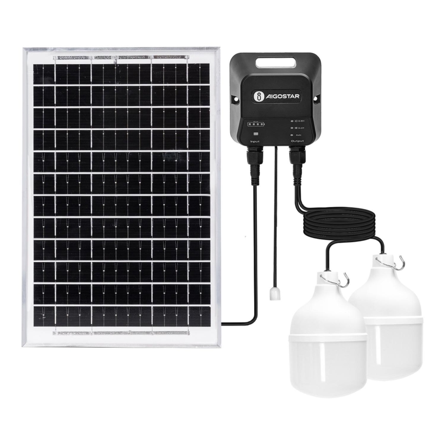 Aigostar - LED Päikesepaneeliga lühter 2xLED/35W/12V 6000 mAh 6500K d. 10 cm + kaugjuhtimispult