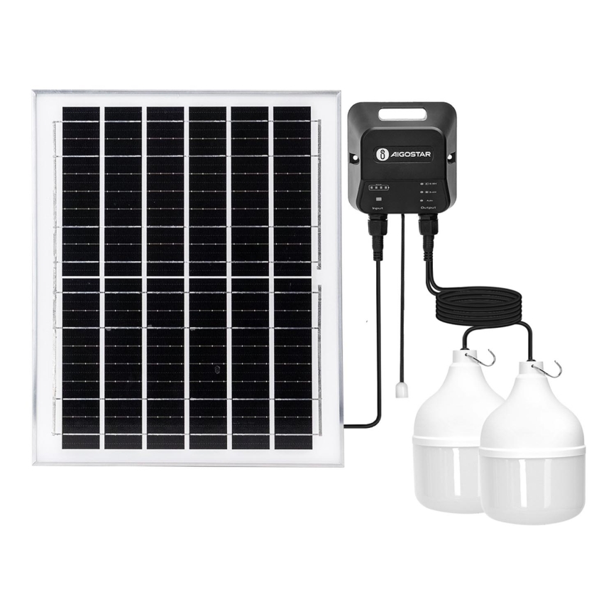 Aigostar - LED Päikesepaneeliga lühter 2xLED/70W/12V 12000 mAh 6500K d. 12 cm + kaugjuhtimispult