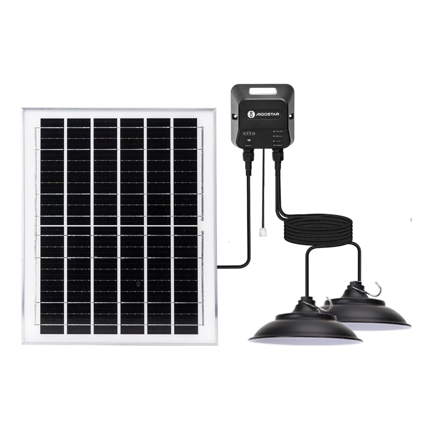 Aigostar - LED Päikesepaneeliga lühter 2xLED/70W/12V 12000 mAh 6500K d. 23,5 cm + kaugjuhtimispult