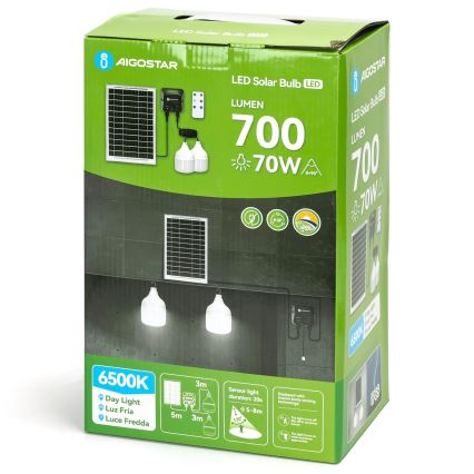 Aigostar - LED Päikesepaneeliga lühter anduriga 2xLED/35W/12V 6000 mAh 6500K d. 10 cm + kaugjuhtimispult