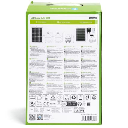 Aigostar - LED Päikesepaneeliga lühter anduriga 2xLED/35W/12V 6000 mAh 6500K d. 10 cm + kaugjuhtimispult