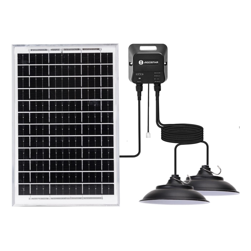Aigostar - LED Päikesepaneeliga lühter anduriga 2xLED/35W/12V 6000 mAh 6500K d. 15 cm + kaugjuhtimispult