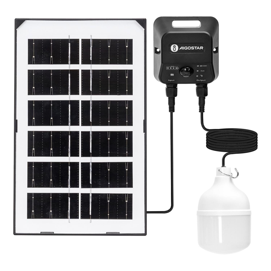 Aigostar - LED Päikesepaneeliga lühter anduriga LED/35W/12V 3000 mAh 6500K d. 10 cm + kaugjuhtimispult