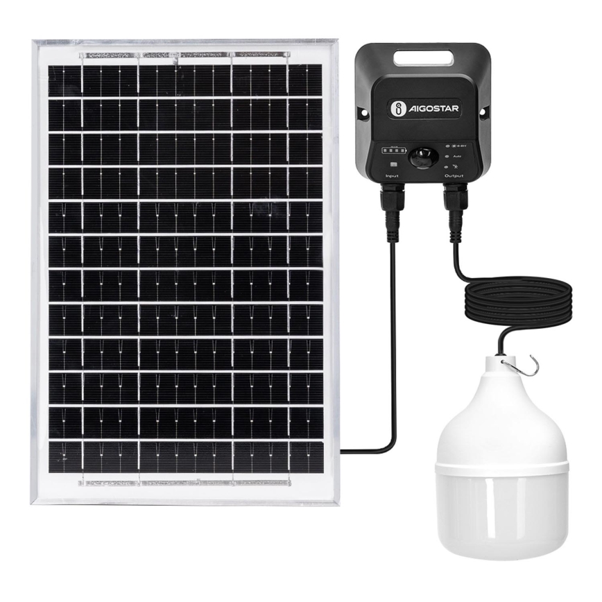 Aigostar - LED Päikesepaneeliga lühter anduriga LED/70W/12V 6000 mAh 6500K d. 12 cm + kaugjuhtimispult