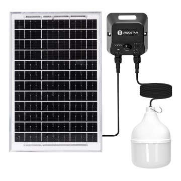 Aigostar - LED päikesepaneeliga lühter anduriga LED/70W/12V 6000 mAh 6500K IP65 läbimõõt 12 cm + kaugjuhtimispult