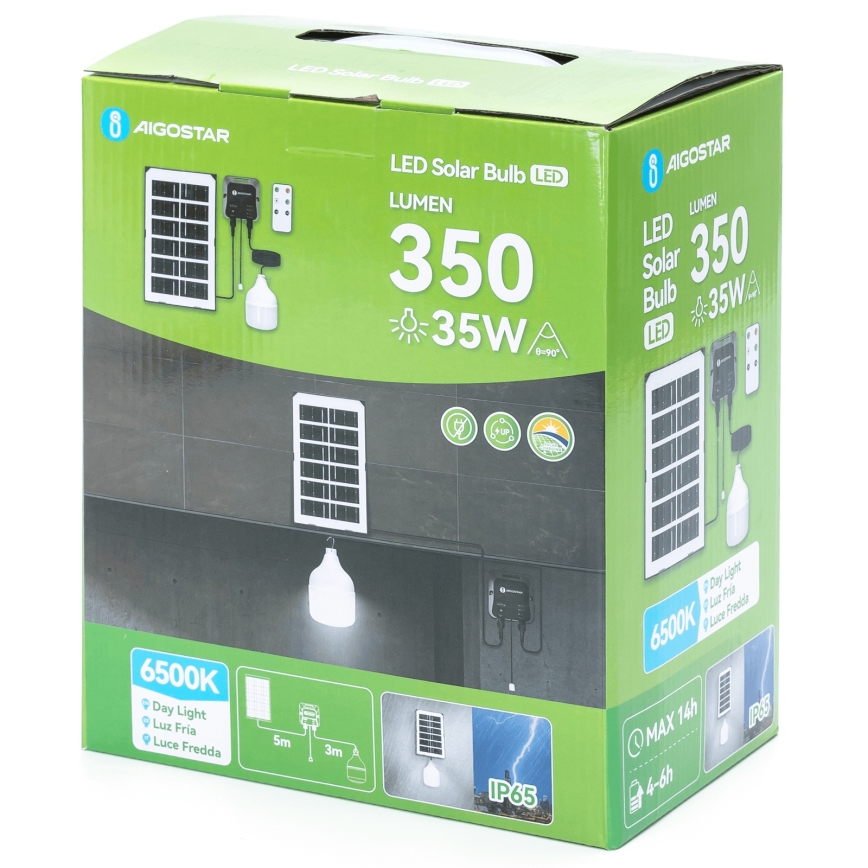Aigostar - LED Päikesepaneeliga lühter LED/35W/12V 3000 mAh 6500K d. 10 cm + kaugjuhtimispult