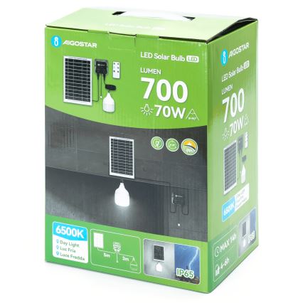Aigostar - LED Päikesepaneeliga lühter LED/70W/12V 6000 mAh 6500K d. 12 cm + kaugjuhtimispult