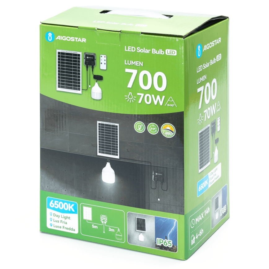 Aigostar - LED Päikesepaneeliga lühter LED/70W/12V 6000 mAh 6500K d. 12 cm + kaugjuhtimispult