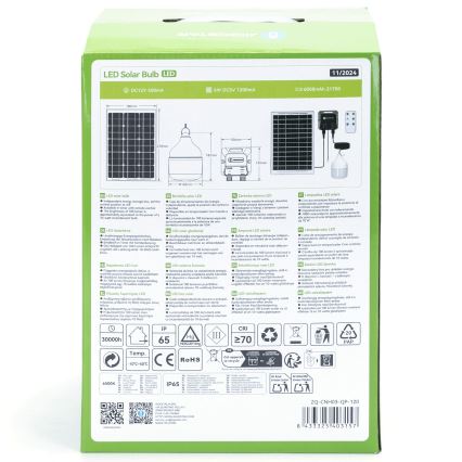 Aigostar - LED Päikesepaneeliga lühter LED/70W/12V 6000 mAh 6500K d. 12 cm + kaugjuhtimispult