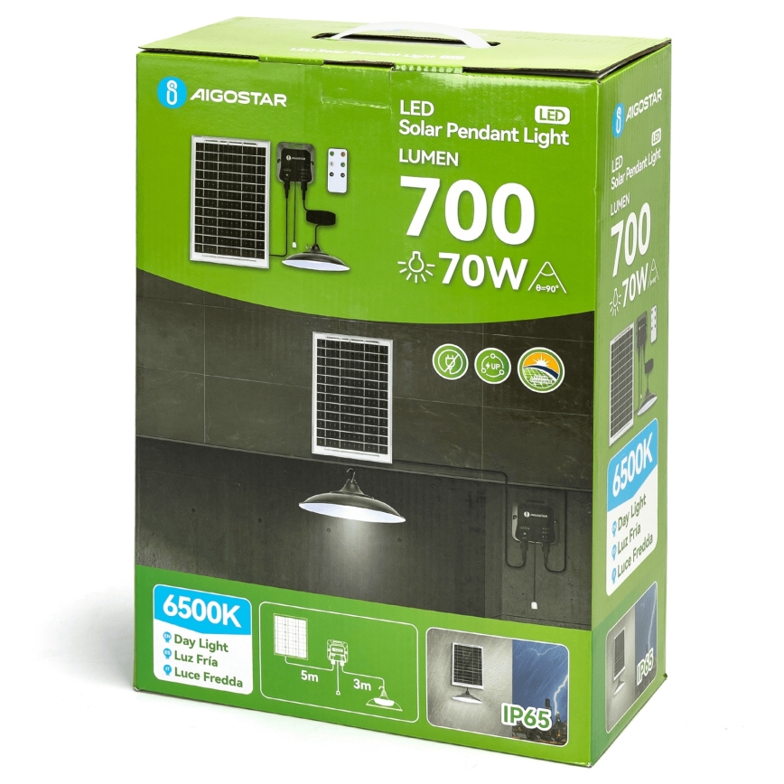 Aigostar - LED Päikesepaneeliga lühter LED/70W/12V 6000 mAh 6500K d. 23,5 cm + kaugjuhtimispult