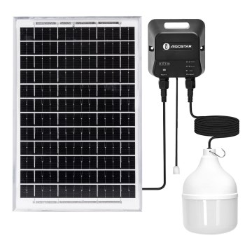 Aigostar - LED päikesepaneeliga lühter LED/70W/12V 6000 mAh 6500K IP65 Ø 12 cm + kaugjuhtimispult
