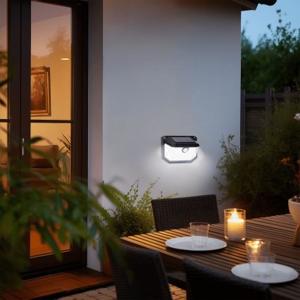 Aigostar - LED Päikesepaneeliga seinavalgusti koos anduriga LED/0,8W/5,5V 1200 mAh 6500K IP65