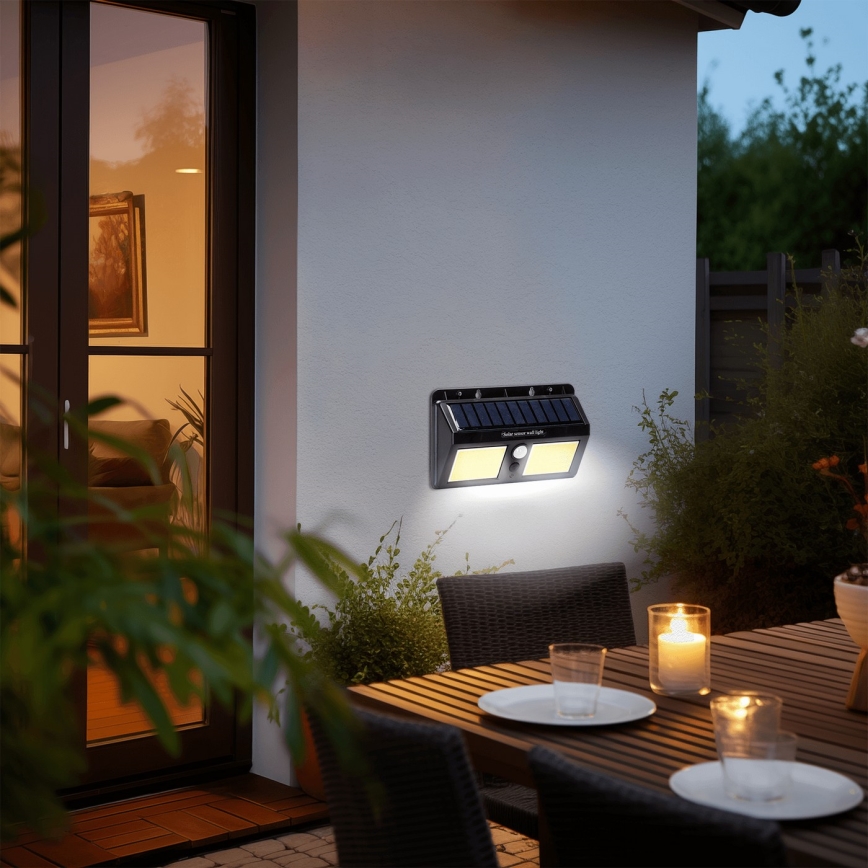 Aigostar - LED Päikesepaneeliga seinavalgusti koos anduriga LED/20W/5,5V 2400 mAh 6500K IP65