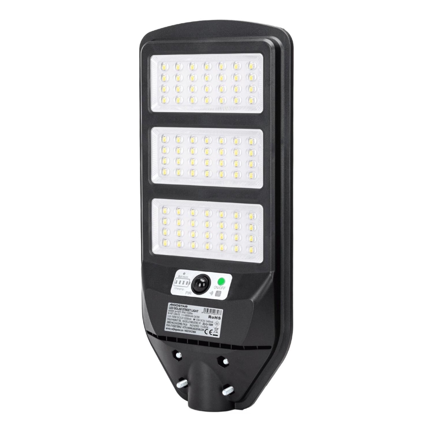 Aigostar - LED Päikesepaneeliga tänavalamp koos anduriga LED/150W/3,2V 8000mAh IP65 6500K + kaugjuhtimispult