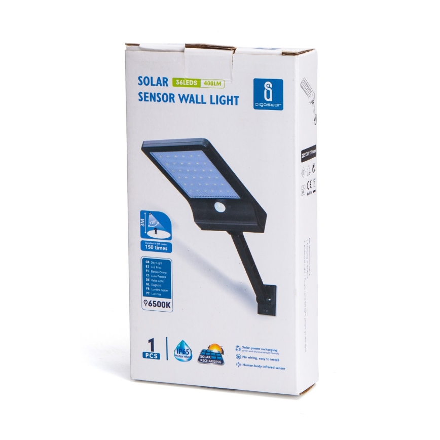 Aigostar - LED Päikesepaneeliga tänavalamp koos anduriga LED/2,3W/5,5V 1800 mAh IP65