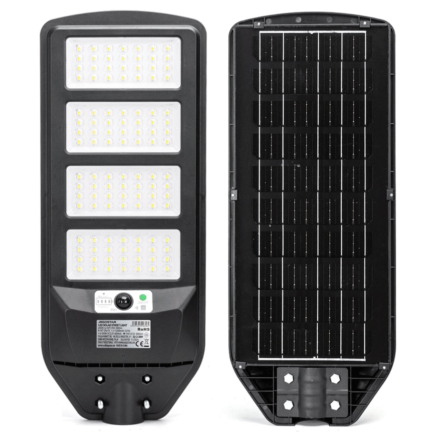 Aigostar - LED Päikesepaneeliga tänavalamp koos anduriga LED/200W/3,2V 12000mAh IP65 6500K + kaugjuhtimispult