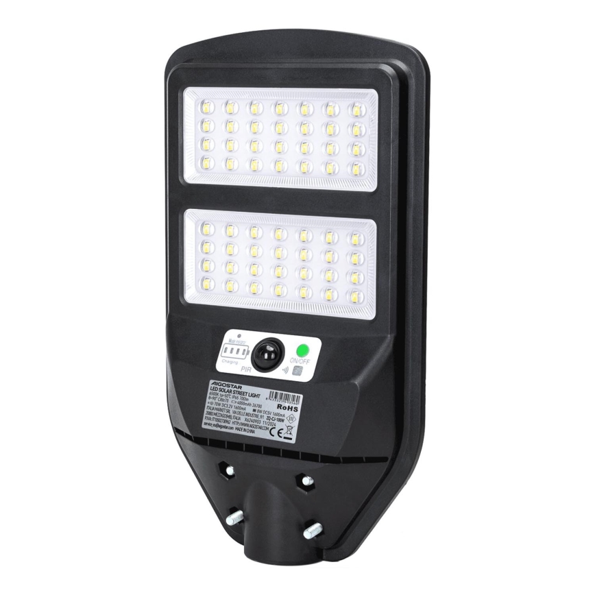 Aigostar - LED Päikesepaneeliga tänavalamp koos anduriga LED/70W/3,2V 4000mAh IP65 6500K + kaugjuhtimispult
