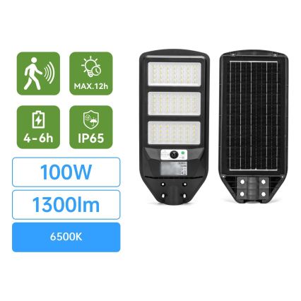 Aigostar - LED päikesepaneeliga tänavavalgusti anduriga LED/100W/3,2V 2400mAh 6500K