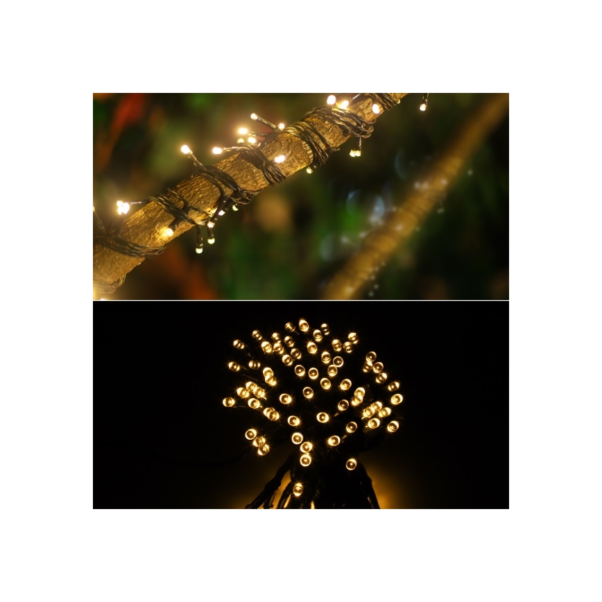 Aigostar - LED Päikesepaneeliga valguskett 100xLED/12m 300 mAh IP65 soe valge