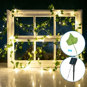 Aigostar - LED Päikesepaneeliga valguskett 100xLED/12m IP65 soe valge ivy