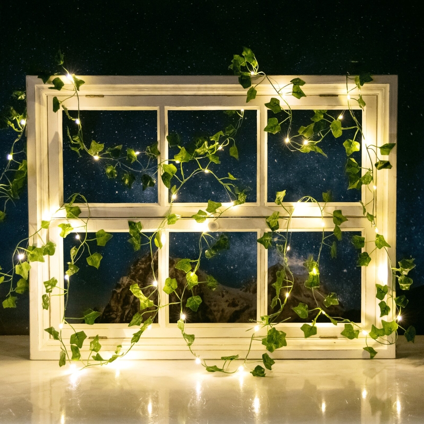 Aigostar - LED Päikesepaneeliga valguskett 100xLED/12m IP65 soe valge ivy