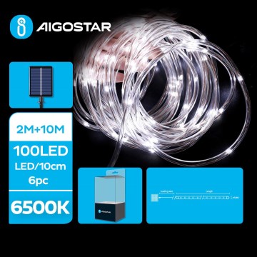 Aigostar - LED Päikesepaneeliga valguskett 100xLED/8 funktsiooni 12m IP65 külm valge