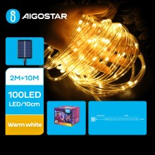 Aigostar - LED Päikesepaneeliga valguskett 100xLED/8 funktsiooni 12m IP65 soe valge