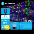 Aigostar - LED Päikesepaneeliga valguskett 100xLED/8 funktsiooni 4,5x1,5m IP65 mitmevärviline