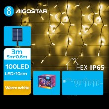 Aigostar - LED Päikesepaneeliga valguskett 100xLED/8 funktsiooni 8x0,6m IP65 soe valge