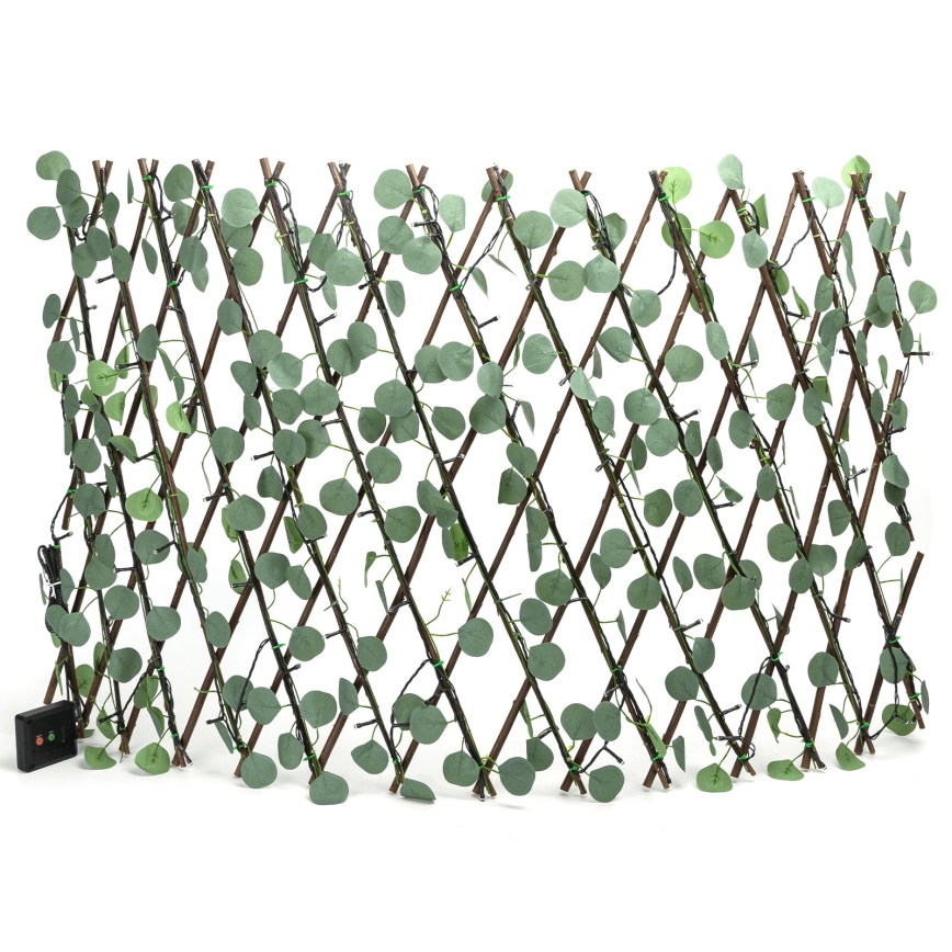 Aigostar - LED päikesepaneeliga valguskett 102xLED/2x0,7m IP65 soe valge eukalüpt